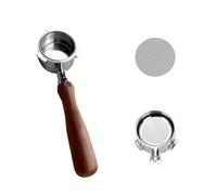 Portafiltro sin fondo de 51 mm con 3 orejas, Soporte de filtro espresso sin fondo para DeLonghi EC680/EC685, portafiltros de madera de palisandro rojo con colador y cesta de filtro