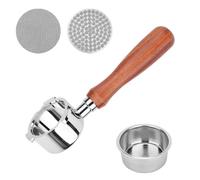 Portafiltro sin fondo de 51 mm con pantalla de disco compatible con DeLonghi EC680/EC685, portafiltro de 51 mm con cesta de filtro de acero inoxidable y mango de madera