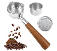 Portafiltro sin fondo de 51 mm para DeLonghi Dedica EC680/EC685/EC885 con 3 orejas y mango de madera | colador de acero inoxidable 0,3 mm poros | Compatible con EC785/EC820/EC850/EC860, All Stainless