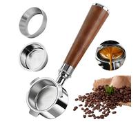 Portafiltro sin fondo de 51 mm para DeLonghi EC680 EC685 EC885 EC890, 3 orejas Espresso Portafiltro 51 mm con mango de madera de nogal y embudo dosificador magnético, accesorios para espresso