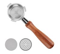 Portafiltro sin fondo de 54 mm con 2 pantallas de disco compatible con Sage Breville Barista Series, Barista Express y más modelos de 54 mm, portafiltro sin fondo con mango de madera maciza