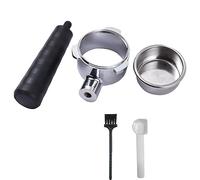 Portafiltro sin fondo de 54 mm, con embudo dosificador de aluminio, embudo de bloqueo manos libres, para máquinas de café, ayuda para moler y apisonar café, negro