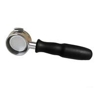 Portafiltro sin fondo de acero inoxidable de 58 mm con mango de madera natural para un mejor agarre y evaluación de disparo en tiempo real (F)