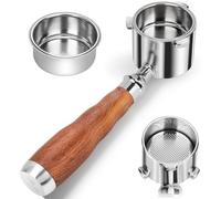 Portafiltro sin fondo Espresso de 51 mm con 3 orejas para cafetera De'Longhi La Specialista EC9335 9155 9355 9665, cestas de filtro 100% de acero inoxidable y mango de nogal