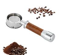 Portafiltro sin fondo Espresso - Portafiltro de acero inoxidable de 58 mm compatible con DeLonghi Dedica | Mango ergonómico de madera para el hogar, bar, cocina, cafetería y oficina