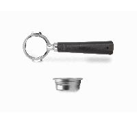 LELIT Bottomless Strainer Holder LELIT57 - Incluye filtros de acero inoxidable - Mango clásico - PLA570S - Plata/Negro