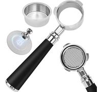 Portafiltro sin fondo para De'Longhi, 51 mm, incluye pantalla Puck Screen y cesta de filtro de doble disparo (negro, 51 mm, 3 orejas/grosor de las orejas de 4,1 mm)