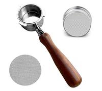 Portafiltro sin suelo, 51 mm, con colador, cesta de filtro, mango de madera maciza, portafiltro sin suelo, compatible con cafetera espresso DeLonghi EC680/EC685