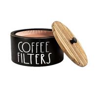 Portafiltros de café para mostrador | Decoración de café de estilo rústico de madera con tapa - Organizador de filtros - para método de pago, servicio, camping y