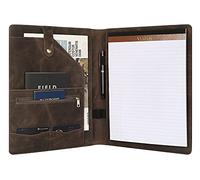 Portafolio de cuero, tamaño de cartas/A4 bloc de notas Padfolio, organizador de carpeta de documentos, cartera profesional con portapapeles, regalo para hombres y mujeres (bloc de notas, gris)