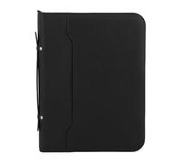 Portafolio de negocios con cremallera, carpeta multifuncional de cuero de PU, 10 bolsas de archivos transparentes, cuaderno de 30 hojas, calculadora solar de 12 dígitos, cubierta