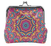 portafolios de piel para mujer, diseño de mandala bohemio, estilo cachemira, color rojo, con cierre de beso para niñas, Chic Boho Mandala Paisley Rojo, UNITALLA, Classic, Chic Boho Mandala Paisley