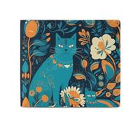 portafolios plegable Cat in The Wild con ventana de identificación, portafolios delgada de piel de fácil acceso para hombres y mujeres