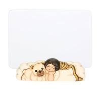 Portafotos con ángel y Teddy de cristal y cerámica