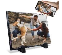 Portafotos de piedra personalizado con tu foto - Con o sin texto - Varios tamaños y formas (Rectangular, 20x15 (+/-1cm))