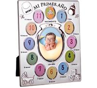 Portafotos Plateado "Mi Primer Año" con Trasera de Terciopelo de 13 Fotografías. Disponible con personalizado. (09485)