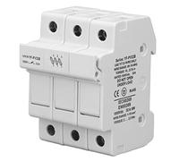 Portafusible de 3 Polos para Carril DIN, Base para Fusible Fotovoltaico DC1000V 32A 6W - Instalación Rápida, Material PC Retardante de Llama, Protección Segura para Equipos