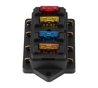 Portafusible de cuchilla,Jadpes Box, 12-24V Car 4 Way Circuit Standard Box Block Holder con 5A + 10A + 15A + 20A Fusible accesorios automotriz Novedad