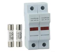 Portafusibles 2P para sistemas solares fotovoltaicos, 1000 V CC, 10 x 38 mm, 15-32 A, montaje en riel DIN, indicador LED, cumple con IEC 60269-6 (20 A)