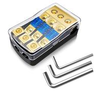 Portafusibles ANL de 2/3/4 vías, cobre, calibre 0/2/4 a calibre 4/6/8, bloque de distribución de fusibles de 60 amperios for amplificador de estéreo de coche(3 Way)
