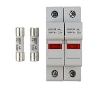 Portafusibles de 2 polos para sistemas solares fotovoltaicos con función LED, soporta CC 1000 V, compatible con fusibles de 10 x 38 mm 16 A 30 A (16 A)