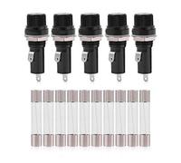 porta fusibles 250v, Qiilu 5pcs Zócalo del soporte del fusible montado en panel eléctrico para 6 * 30 Fusibles de vidrio AC 125V 15A / 250V 10A