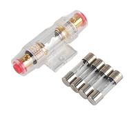 Portafusibles, Fusible de Reinicio del Disyuntor de 60 A, Bloque de Soporte de Caja de Fusibles AGU de Audio Estéreo para Vehículo, Cable de Calibre 8 con 4 Fusibles de 60 Amperios