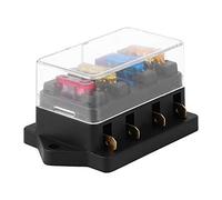 Portafusibles KIMISS de 4 vías, 12-24 V, circuito de 4 vías para coche, caja de fusibles de hoja estándar, soporte para bloque con fusible 5A + 10A + 15A + 20A