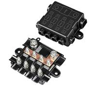Portafusibles mega 12 V para 1 Mega y 4 fusibles MIDI con busbar, bloque de fusibles de poliamida con cubierta para coche, barco, autocaravana, camper, solar y offgrid distribución de energía segura