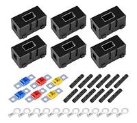 Portafusibles Midi 6 unidades de portafusibles para coche y 6 unidades Mega Fusible 40 A, 50 A, 60 A, ANS, portafusibles de alta corriente para coches, camiones, vehículos