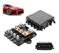 Portafusibles para 1 Mega + 4 fusibles Midi con busbar/barra colectora, carcasa de poliamida con cubierta, distribución de corriente compacta y segura para coches, camiones, vehículos, barcos y