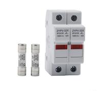 Portafusibles solar 2P con LED, 1000 V CC 10 x 38 mm, montaje en riel DIN de 32 A para protección de cuerda de panel fotovoltaico, compatible con fusibles 15A-32A, gris (20 A)
