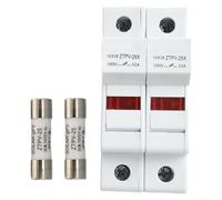 Portafusibles solar 2P con LED, 1000 V CC 10 x 38 mm, montaje en riel DIN para protección de cuerda de panel fotovoltaico, gris (25 A)