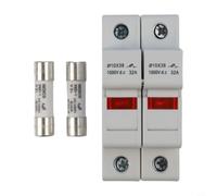 Portafusibles solar 2P con LED, 1000 V CC 10 x 38 mm, montaje en riel DIN para protección de cuerda de panel fotovoltaico, gris (16 A)