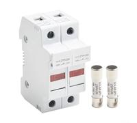 Portafusibles solar 2P con LED, 1000 V CC, 32 A, para fusibles de 10 x 38 mm, montaje en riel DIN, protección de cadena fotovoltaica para paneles solares y sistemas industriales, gris (32 A)