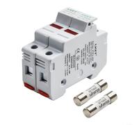 Portafusibles solar/fotovoltaico, fusible solar fotovoltaico 2P 1000V DC fusible 10X38mm PV con portafusibles LED, para solar, riel de montaje 35mm (25A)