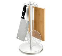 Portaherramientas De Cocina Giratorio 360° Para Encimera - Estante Para Cubiertos Con 8 Ganchos | Organizador Giratorio De Aluminio Era Espacial | Soporte Para Espátulas Y Cucharas De Mesada, Hogar, R