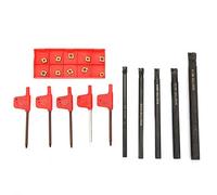 Portaherramientas de torneado de torno, 5 barras de mandrinado de torno + 10 CCMT060204 YBC251 insertos + 5 llave