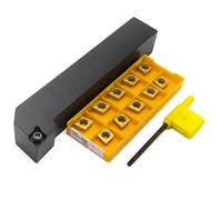 Portaherramientas de torneado exterior SCLCR de 12 mm, 16 mm, 20 mm y 25 mm + 10 insertos de carburo CCGT 09T302, 09T304 y 09T308 para corte de torno. Herramienta de Torno(25mm and 08 UE)