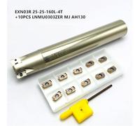 Portaherramientas EXN03-EXN03R + 10 Uds. Inserto de aleación dura LNMU0303ZER, vástago fresa hoja doble cara alimentación rápida Herramienta de Torno(EXN03R25mm and AH130)