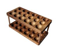 Portahuevos de madera - Acabado de grano natural, organizador de huevos de cocina de gran capacidad, cesta bandeja de huevos que ahorra espacio, base antideslizante | Contenedor encimera para chefs de