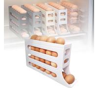 Portahuevos para frigorífico, 2024 Upgrade Dispensador de huevos de 4 pisos para frigorífico, Dispensador de huevos de gran capacidad enrollable automático 30 huevos (White)