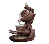 Portaincienso de reflujo de cerámica - Mano de Buda 18 cm, serie quemador decorativo de reflujo | Portaincienso de aromaterapia en casa, para meditación, relajación, yoga, spa, accesorio de fuente d