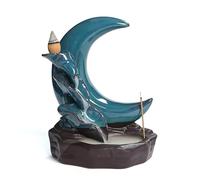 portaincienso, Quemador de Incienso con reflujo Loto - Soporte cerámica en Forma Luna for decoración Zen del hogar, Perfecto for Yoga y meditación