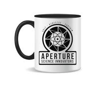 Portal Aperture Science Laboratories Taza de Cerámica Para Té y Café, 330ml, Mágica, Blanca, Rosa, Negra 330ml