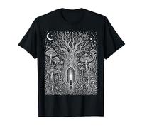 Portal Árbol Místico Bosque Setas Arte Popular Naturaleza Camiseta