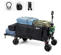 PORTAL Carro de Playa Plegable 300L con Puerta Trasera Abatible, Carrito de Camping Todo Terreno con Ruedas Anchas y Frenos, Vagón de Transporte Grande para Festival, Jardín, Compras