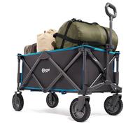 PORTAL Carro de Playa Plegable Carretilla de Transporte de Mano Remolque Plegable de Jardín Camping Exterior Todo Terreno Tela Desmontable, Azul