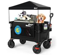 PORTAL Carro plegable con techo, 350 L, 122 kg, carro de mano, plegable, neumáticos anchos de liberación rápida, con soporte para bebidas, protección solar para excursiones, playa, camping, compras
