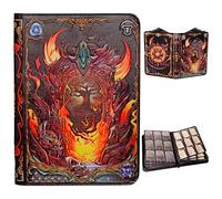 Portal Magic Book - Carpeta de piel sintética en relieve 3D, con cremallera, 9 bolsillos y carpeta de carga lateral, capacidad para 360 tarjetas, funda para MTG, TCG, deportes y tarjetas